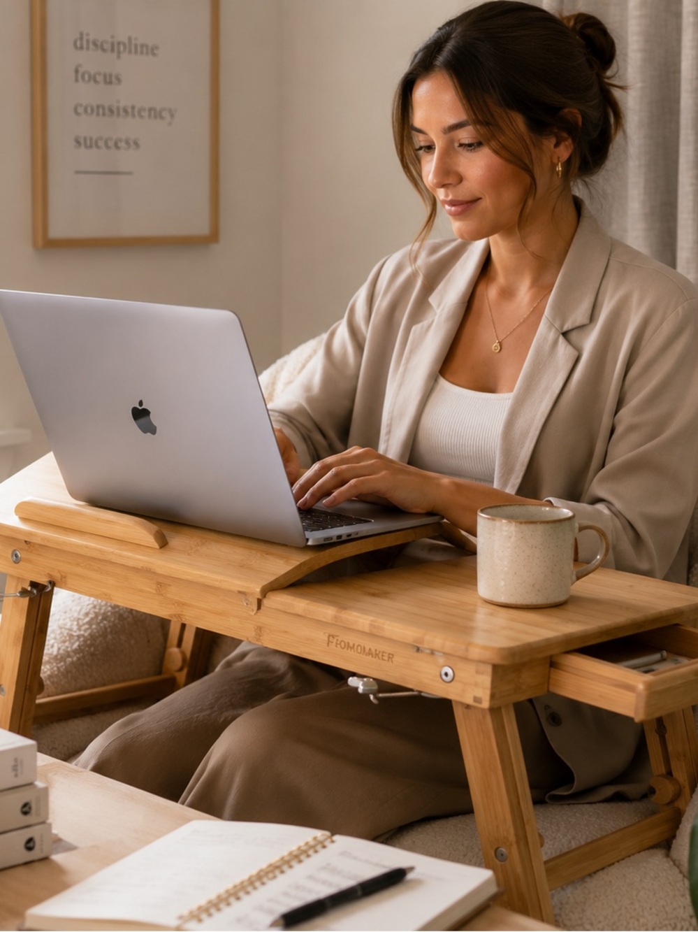 Songmics Bamboo Adjustable Lap Desk - Natural Bamboo